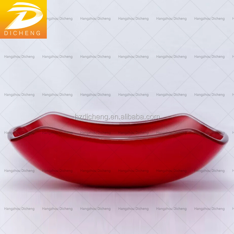 Single Sink Modern Simple Red Painting Commercial Hotel Project Glass Vessel Sink