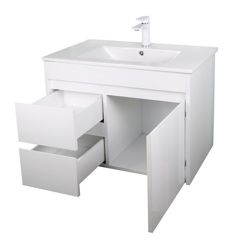 PVC 750 Wall Hung Vanity White Painting Modern Bathroom Cabinet 100% Waterproof Vanity