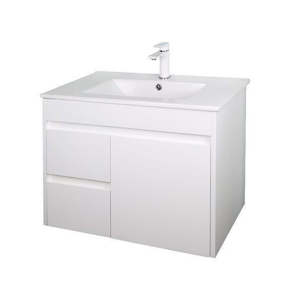 PVC 750 Wall Hung Vanity White Painting Modern Bathroom Cabinet 100% Waterproof Vanity