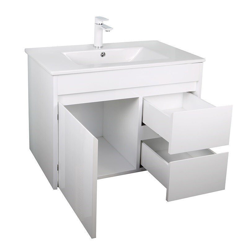 PVC 750 Wall Hung Vanity White Painting Modern Bathroom Cabinet 100% Waterproof Vanity