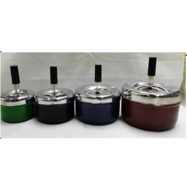 8x9cm Baking Rotating Push Down Custom Ashtray with Cover (Different Color) Spinning Smoking Ashtray Smokeless Ashtray