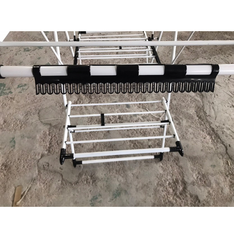 Indoor Outdoor 19mm Tube Iron Clothe Hanger Folding Hanging Clothes Drying Rack with Sock Clip Laundry Clothes Drying Rack