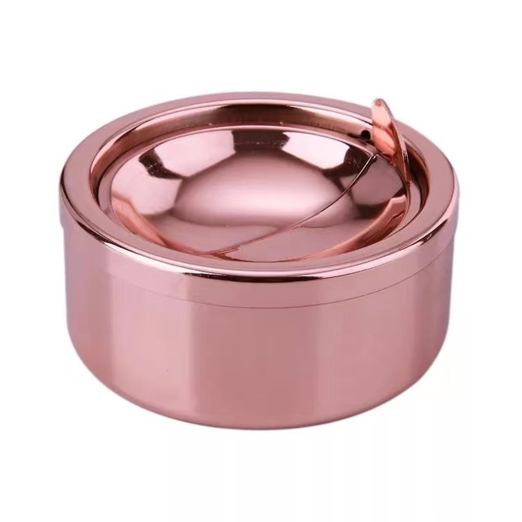 Eco-Friendly Promotional Gift custom Multicolor Windproof Round Shape Smokeless Ashtray Rotation With Lid Rotating Metal Ashtray