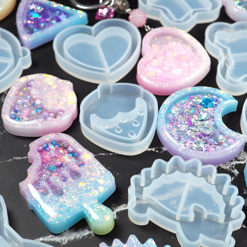 Animal Shapes Shaker Charm Molds UV Jewelry Mold Silicon Mold Epoxy Resin Keychain For Art Making