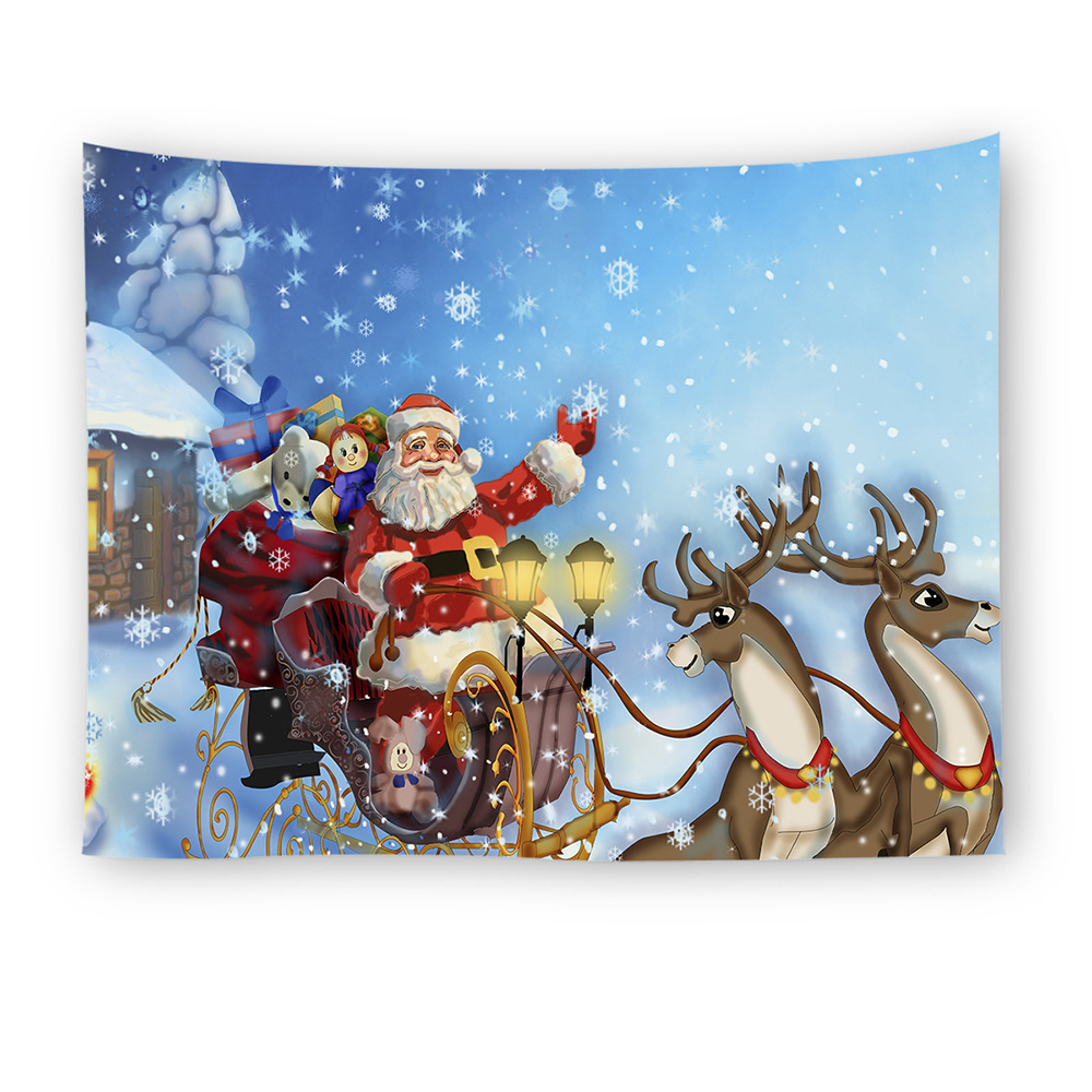 Merry Christmas Day Santa Claus Tapestry Wall Hanging Xmas Eve Fireplace Christmas Wall Tapestry for Christmas Decoration