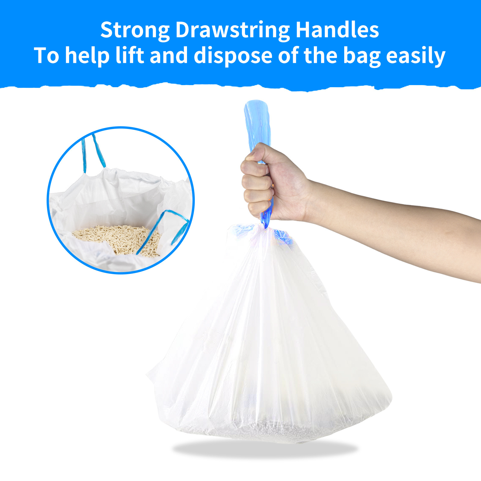 Wholesale Compostable Cat Litter Box Liners Heavy Duty Biodegradable Drawstring Cat Litter Pan Durable Bags Cat Litter Bags