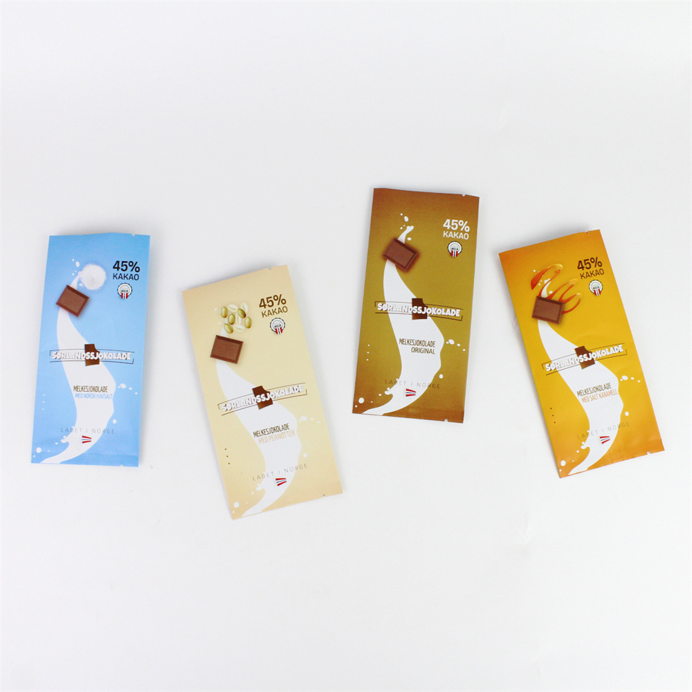 Customized Matte Food Grade Plastic Pillow Shape Pouch Back Seal chocolate bar wrapper packaging bags