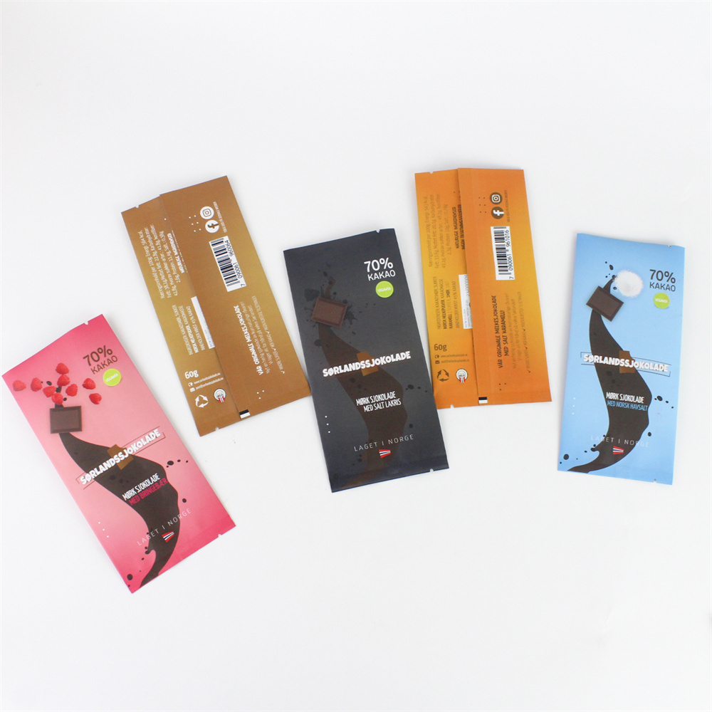 Customized Matte Food Grade Plastic Pillow Shape Pouch Back Seal chocolate bar wrapper packaging bags