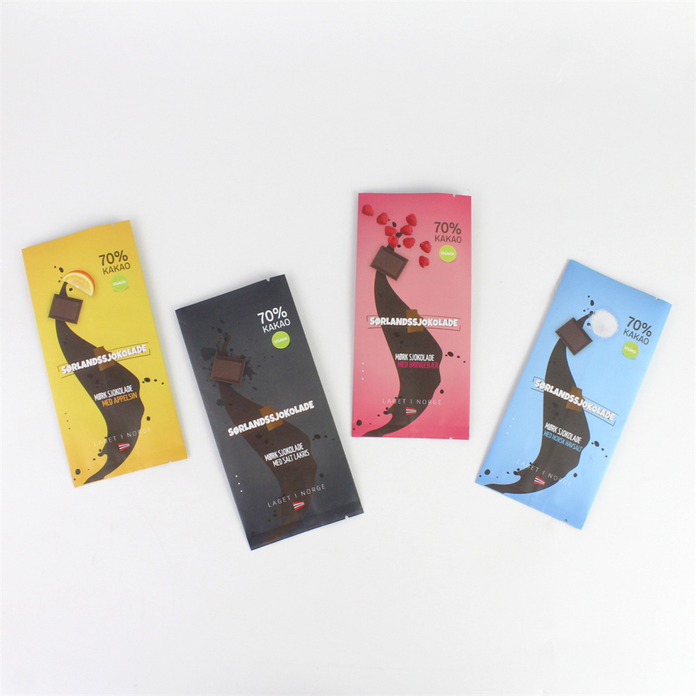 Customized Matte Food Grade Plastic Pillow Shape Pouch Back Seal chocolate bar wrapper packaging bags