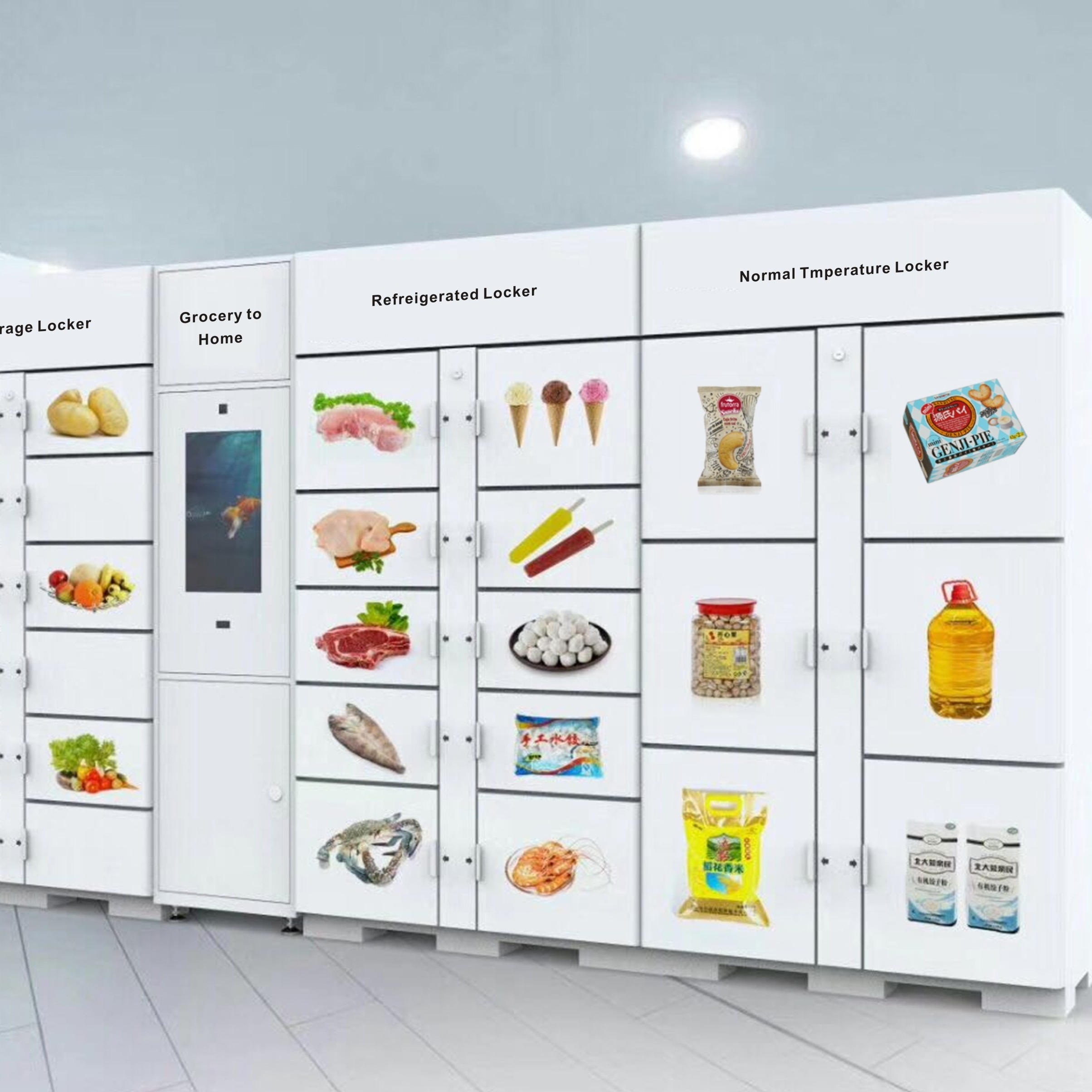 Fresh Food Cabinet Smart Locker System Refrigerated  Freezer Locker For Supermarket