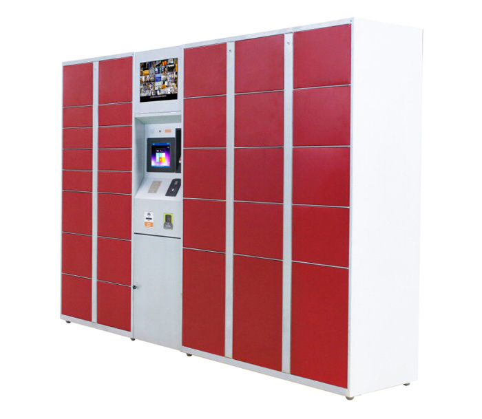 Intelligent white 28 doors electronic delivery smart gym cabinet parcel locker