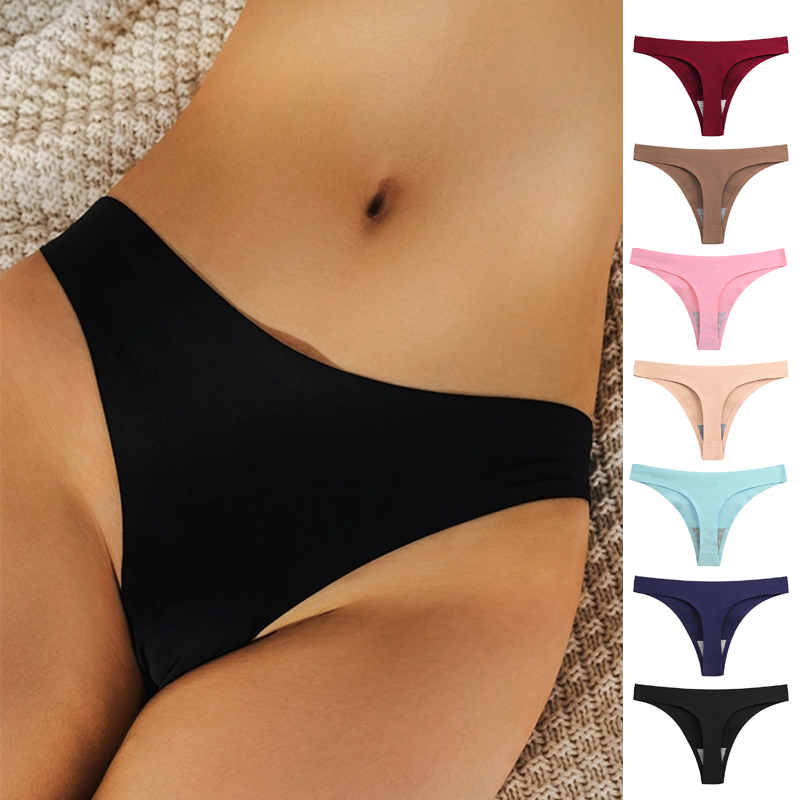 Ice Silk Thong Panties Sexy Briefs Seamless Thongs Women Underwear Panties for Girls Ladies Panty 3XL Plus Size G String Tanga