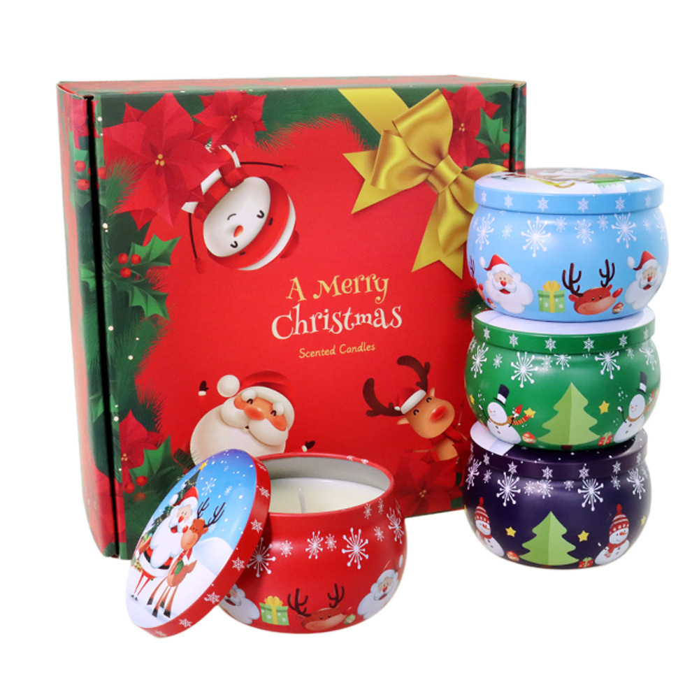 Christmas Scented Candles Aromatherapy Coconut Wax Candles Smokeless Vegetable Essential Oil Candle for Christmas Gifts