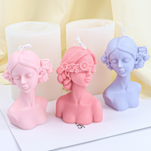 Blindfolded Girl Portrait Silicone Candle Mold DIY Rose Human Body Soap Resin Mold Moule Bougie Kerzenform For Candle Making