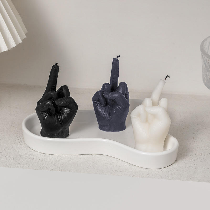 Home Decoration Ornaments Birthday Gifts Creative Middle Finger Shaped Gesture Scented Candles