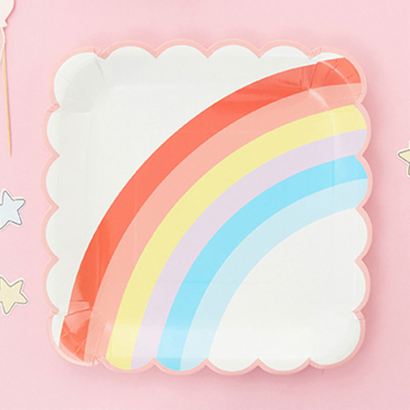 Eco-friendly Cute Unicorn Kids Birthday Party Dinner Tableware Set Biodegradable Disposable Paper Plate Cake Plate