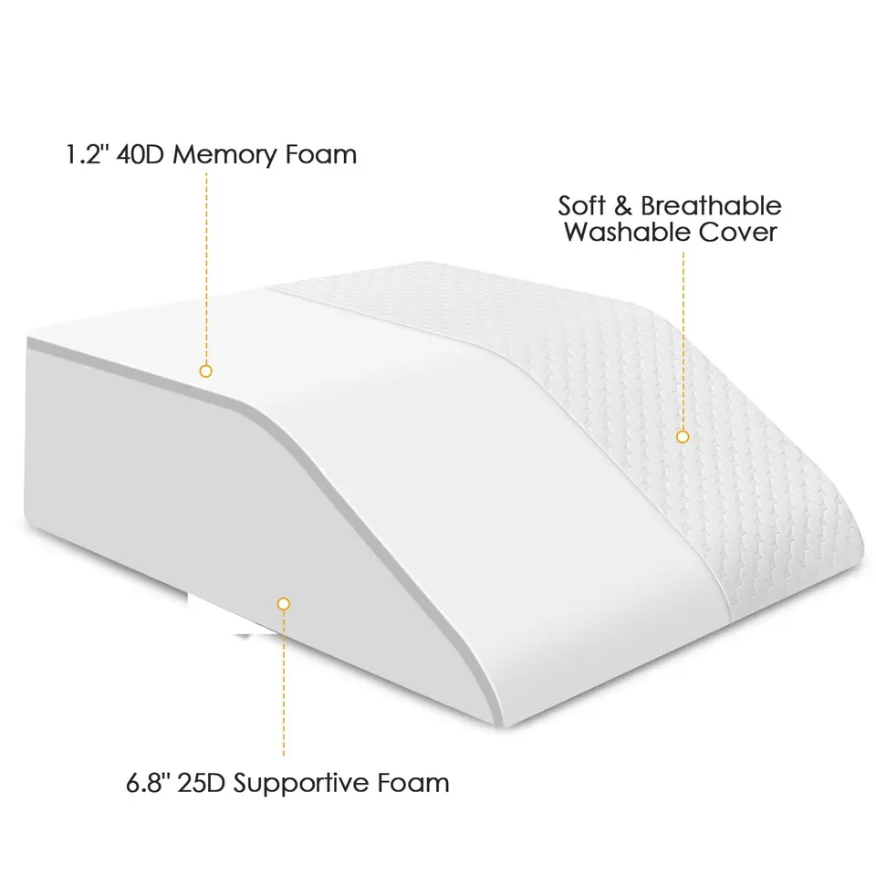 Leg Elevation Pillow Memory Foam Wedge Pillow for Leg Circulation Elevated Pillow for Sciatica Knee Hip Ankles Back Pain Relief