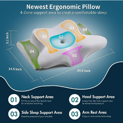 Adjustable Orthopedic Ergonomic Cervical Pillow Side Back Stomach Sleeper Contour Memory Foam Pillow for Neck Pain Relief