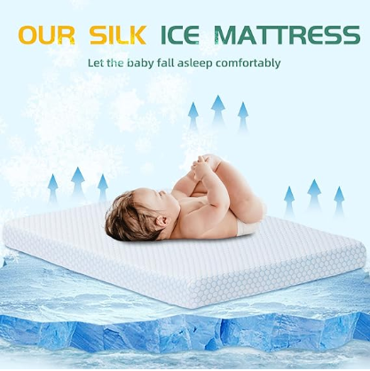 Trifold Mini Crib Mattress With Washable Soft Jacquard Cover Portable Crib Dual Sided With Firm Support And Comfort Memory Foam