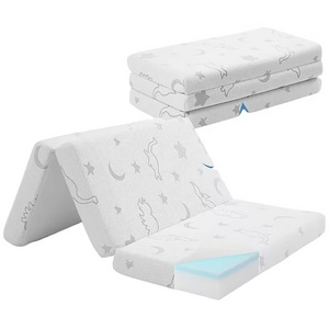 Trifold Travel Mattress Topper , Waterproof Breathable Soft Portable Folding Travel Mattress, Baby Foam Playpen Mattress