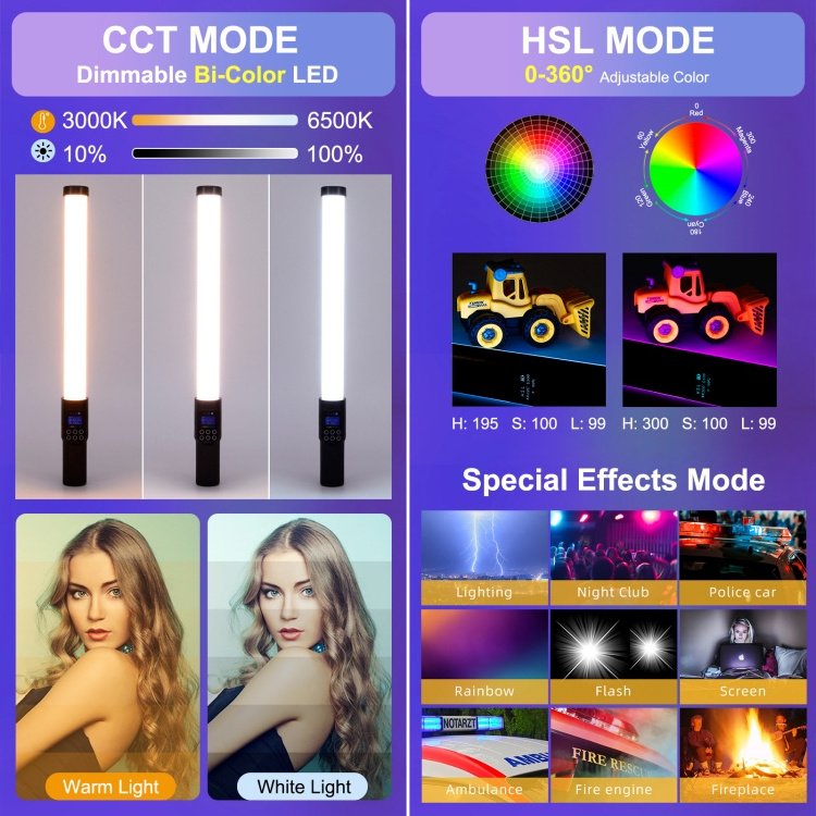 Wholesale PULUZ 122 LEDs Photo Handheld Stick Light Full Color RGB Fill Light Photographic Lightings