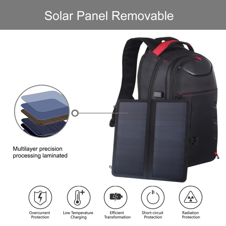 Drop shipping HAWEEL 14W Foldable Removable Solar Power Outdoor Portable Dual Shoulders Laptop Backpack outdoor backpack bag