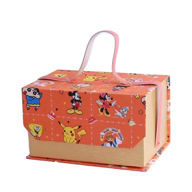 Custom Decorative Handmade Luxury Packaging Rigid Cardboard Skincare Baby Kids Paper Suitcase Gift Box With Handle