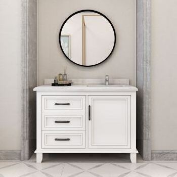 Solid Wood Mdf Bathroom Cabinets Bathroom Vanities with Led Mirror Sink Nordic Style Modern Stainless Steel Rectangle Plywood