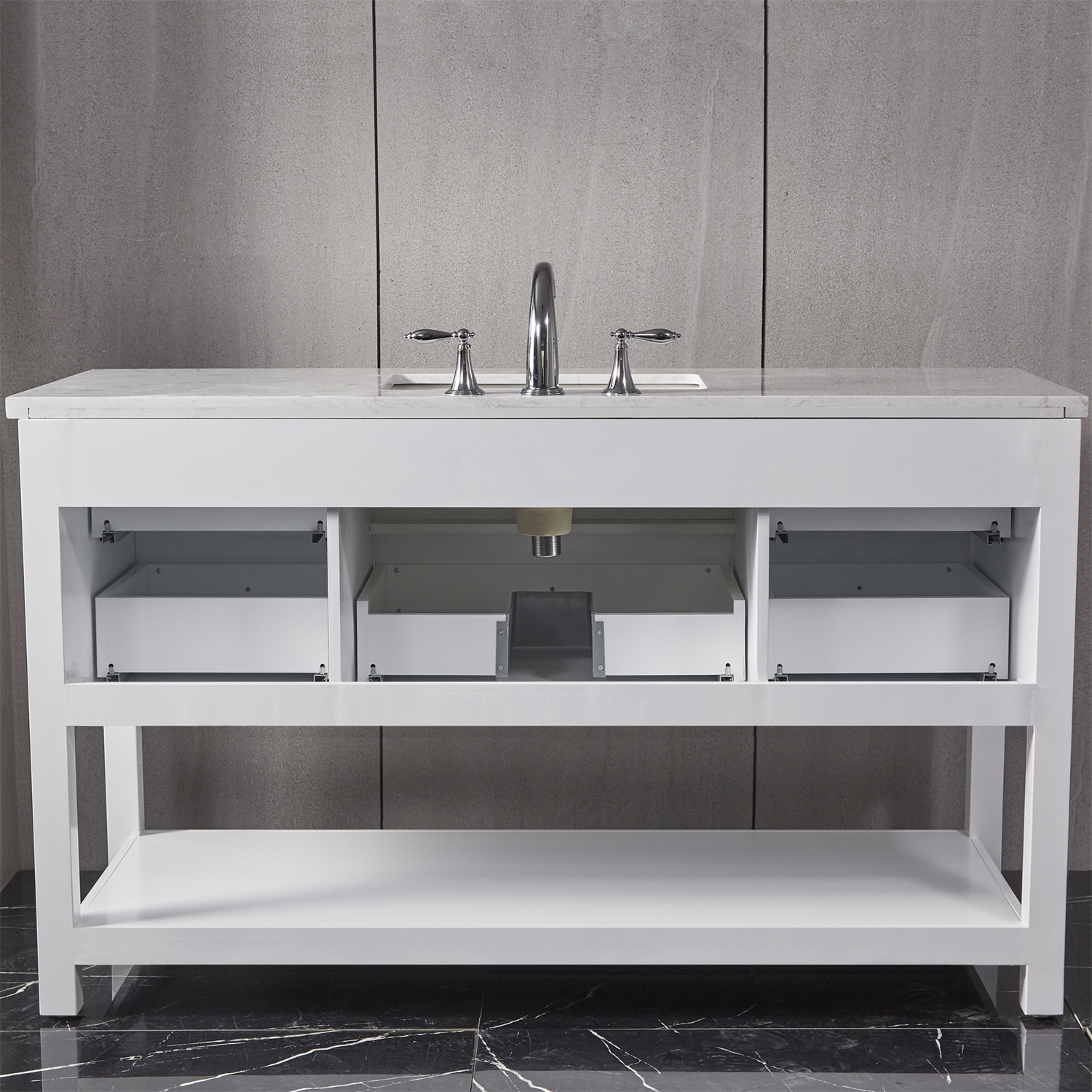 Luxury 4 tier floor mounted slate cabinet furniture countertop bathroom vanity with sink and storage drawers