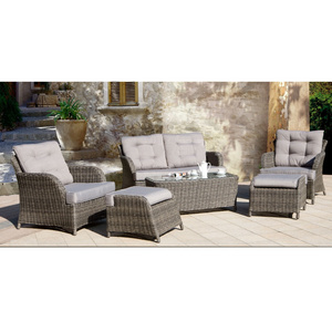 Aluminum PE Rattan UV resistant Garden Furniture 4 Seaters Outdoor Rattan Wicker Sofa Set