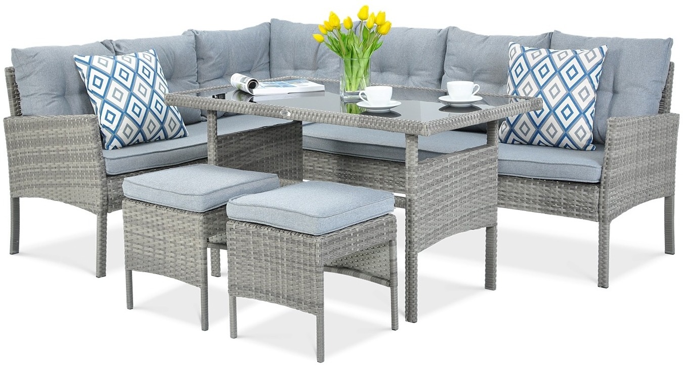 5PC Outdoor PE Wicker Patio Rattan Furniture and Garden Corner Sofa Set