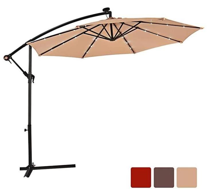 High quality Garden Parasol Banana Umbrella With LED Lighting