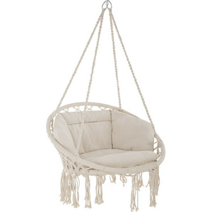 Contemporary Patio Steel Cotton Rope Garden Outdoor Swing Chair Hanging