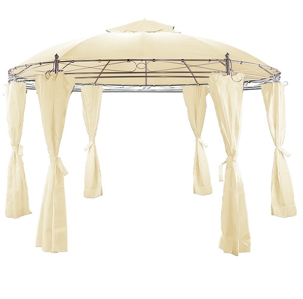 Metal Deluxe Round Steel Frame Gazebo With Sidewalls