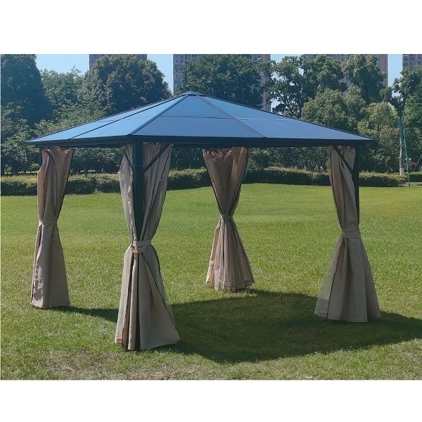 Outdoor Patio Polycarbonate Sheet Hard Top Sun Resistant Aluminum Gazebo Hard Top Garden Gazebo 3*4m