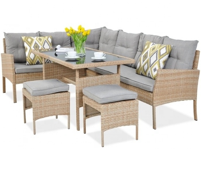 5PC Outdoor PE Wicker Patio Rattan Furniture and Garden Corner Sofa Set