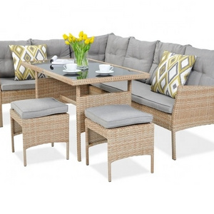 5PC Outdoor PE Wicker Patio Rattan Furniture and Garden Corner Sofa Set