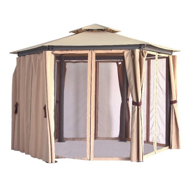 Outdoor Garden Steel Hexagon Gazebo With Double Top