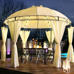 Deluxe Steel Frame Round Gazebo with Solar Lighting