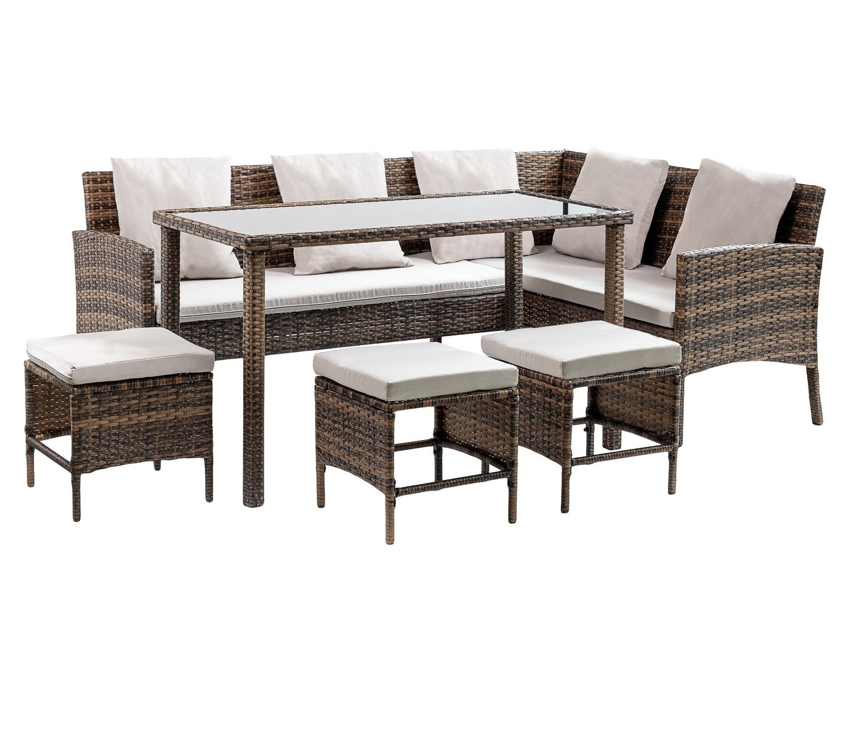 6PC Outdoor PE Wicker Patio Rattan Furniture and Garden Dining Set