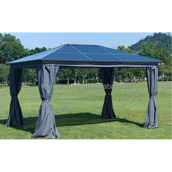 Aluminum PC Sheet Gazebo Hard Top Sun Resistant Patio Gazebo Garden Tent 3*3m