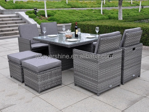 Foldable Waterproof PE Outdoor Patio Rattan Cube Dining Garden Furniture Sets