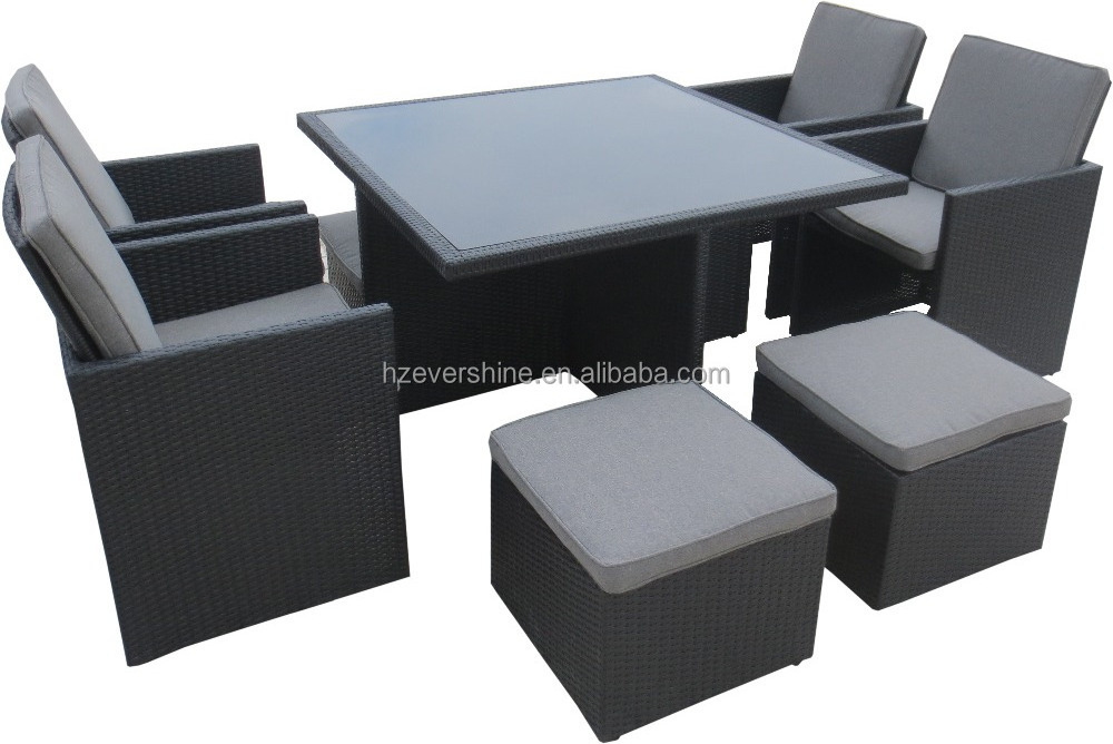 Foldable Waterproof PE Outdoor Patio Rattan Cube Dining Garden Furniture Sets