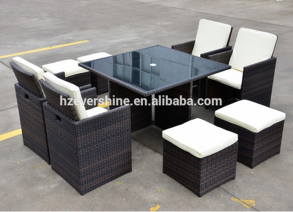 Foldable Waterproof PE Outdoor Patio Rattan Cube Dining Garden Furniture Sets