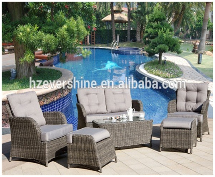 Aluminum PE Rattan UV resistant Garden Furniture 4 Seaters Outdoor Rattan Wicker Sofa Set