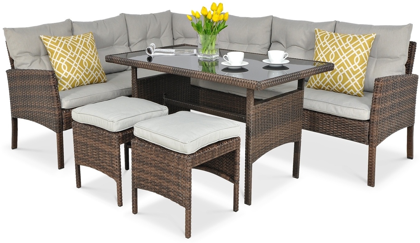 5PC Outdoor PE Wicker Patio Rattan Furniture and Garden Corner Sofa Set