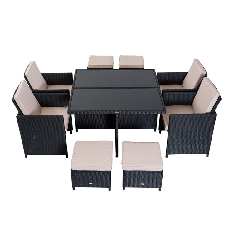 Foldable Waterproof PE Outdoor Patio Rattan Cube Dining Garden Furniture Sets