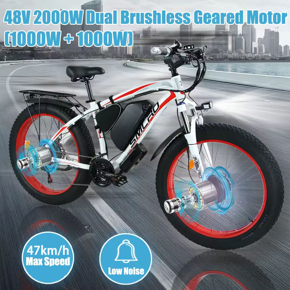 USA Warehouse Zeegr Electric Bicycle Powerful Dual Motor 2000w  Electric City Bike Hybrid Electric Bicycle 26