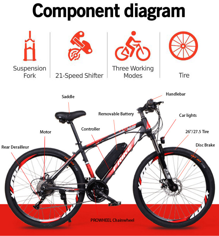 ZEEGR 2023 NEW electric bike	velo electrique electric mountain bike electric cycles 36V48V 250W350W 8AH10AH13AH electric bike