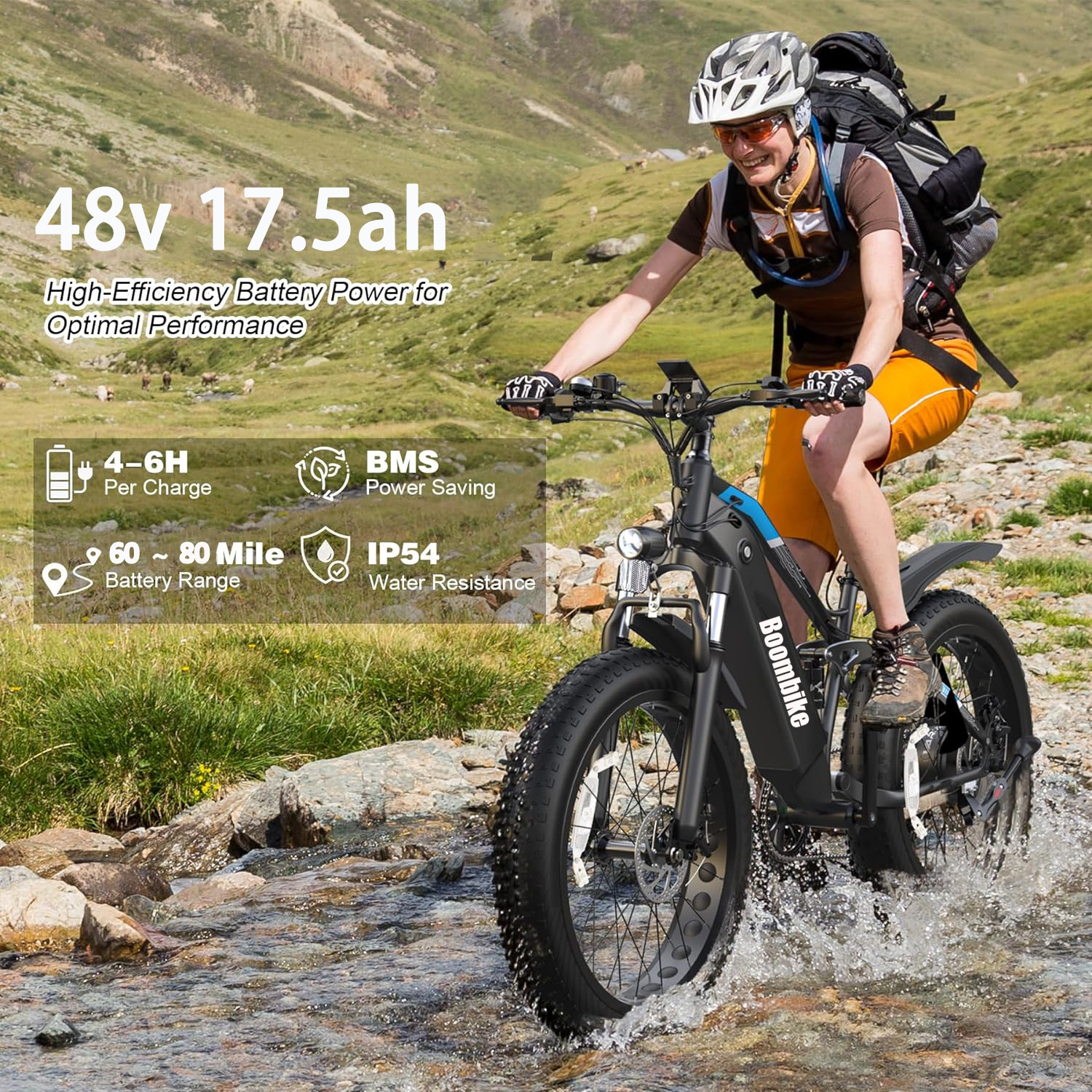 Boombike 26*4.0 500w 750w 1000w Big Power Fat Tire Electric Mountain E Bike snow Bike electric Bicycle